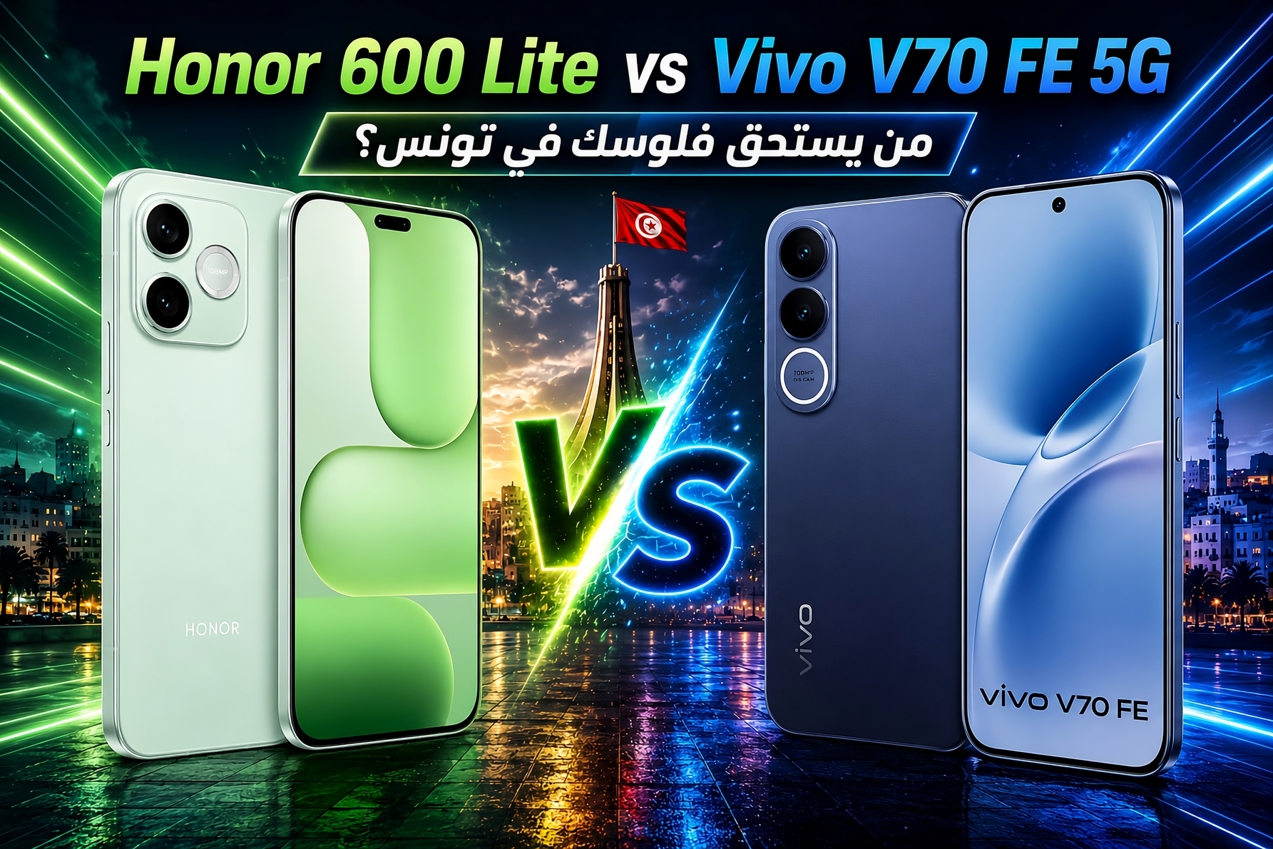 Honor 600 Lite vs Vivo V70 FE 5G | مقارنة شاملة في تونس 2026