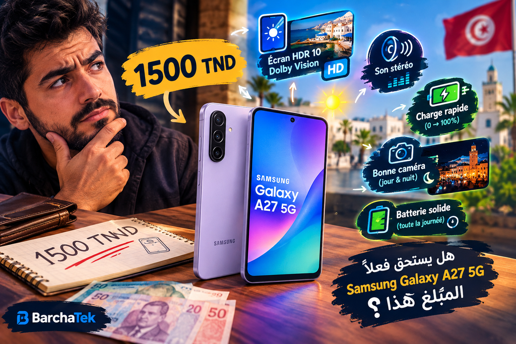 samsung-galaxy-a27-barchatek-1024x683 حقيقة Samsung Galaxy A27 5G في تونس: هل يستاهل 1500 دينار ولا أكبر فخ تقني ؟ (مقارنة شاملة مع Vivo V70 FE و Infinix Note 60 Pro)