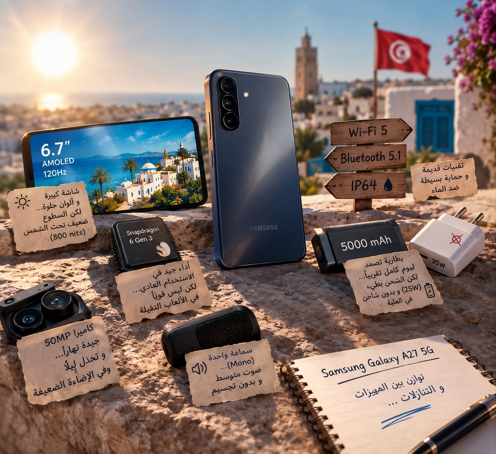 samsung-galaxy-tunisie-1024x936 حقيقة Samsung Galaxy A27 5G في تونس: هل يستاهل 1500 دينار ولا أكبر فخ تقني ؟ (مقارنة شاملة مع Vivo V70 FE و Infinix Note 60 Pro)